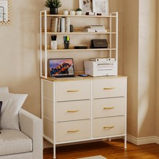 ONESOWON 다용도 6단 패브릭 서랍장800 사무용 책상 서랍장 선반형, 6개, 베이지