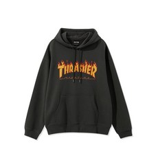 트래셔 THRASHER 플레임 로고 후디 차콜/레드 176118