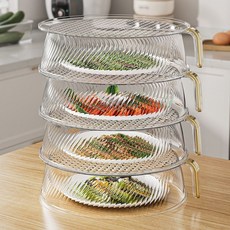 保溫罩 保溫菜罩 家用廚房餐桌剩菜收納盒 多層食品級防蟲食物收納菜盤, 透明灰【防塵防蟲/加厚食品級PET】,1層【可放2個菜】, 1個