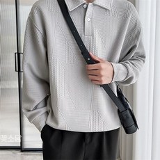 꽃소담 남자 심플 폴로 긴팔티 오버핏 카라 맨투맨 티셔츠