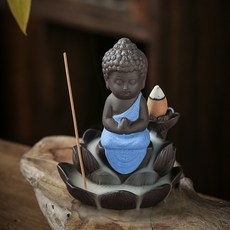 紫砂倒流香爐 禪蓮檀香爐家用擺件, 雅蓮如來(藍)