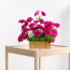 진달래 조화 화분 그린 우드 A set 24cm 인테리어 봄 꽃 테이블 장식 소품 행사 꾸미기, 단품