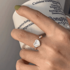 [925 silver] 영롱 화이트 하트 실버 링 자개 은 반지 데일리 베이직 귀여운 커플 우정 가드 가을 겨울 레이어드 주얼리