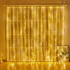 Windows 용 크리스마스 조명 커튼 Led 요정 새해 룸 문자열 배터리 구동 갈 랜드 폭포 장식, Warm White, 3x1M, 1개, 03 White