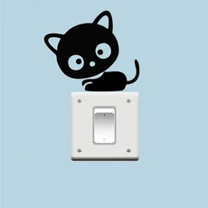 재미 있는 패턴 스위치 스티커 아이 방 거실 침실 장식 홈 데칼 만화 동물 고양이 개 비닐 벽화 예술, 15 3143