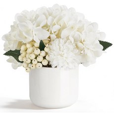 ECLATIS Dahey 작은 세라믹 꽃병에 담긴 수국 조화 거실 욕실 다이닝 테이블 센터피스 웨딩 파티 봄 홈 데코를 위한 가짜 꽃꽂이 289394