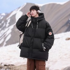 ANYOU 후드오버핏 겨울 캐주얼 코트 커플 패딩 코트 숏패딩 경량패딩 방수 패딩