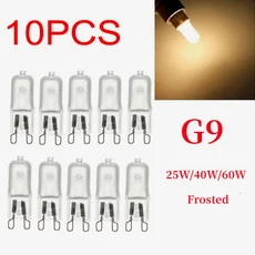 10pcs G9 AC 200-240V 25W 40W 60W 휴대용 따뜻한 빛 할로겐 전구 램프 2700K 글로브 캡슐 투명 전구 2핀