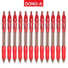 동아 애니볼 501 노크식 볼펜, 12개, 1.6mm-빨강