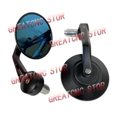 블루 대형 원형 핸들 미러 22MM 오토바이 범용 액세서리 개조 부품, 01 검정색