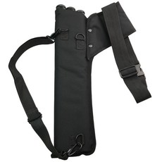 弓箭三管箭袋箭壺箭囊箭筒 可斜背可腰跨 傳統弓箭包 可自由伸縮帶子 射箭器材配件, 1個, 黑色