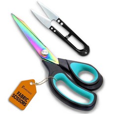 HOMENGG 패브릭 가위 24.1cm(9.5인치) 튼튼한 티타늄 코팅 스테인리스 스틸 프리미엄 양재 원단 절단을 위한 매우 날카로운 바느질 부드러운 그립이 있는 재단사 가위, 블루