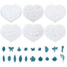 폴리머 클레이 실리콘 몰드 6개 다양한 패턴 나비 꽃 잎 미니 실리콘 공예용 도자기 커터 주얼리 귀걸이 제작 DIY 및 장식용, 폴리머 클레이 실리콘 몰드 6개, 다양한 패턴 나비 꽃