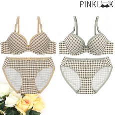 핑크룩 학생속옷 체크밍코튼 브라팬티2종셋트 택1