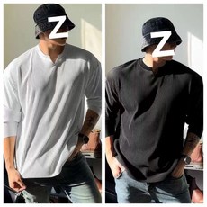 V領褶皺螺紋寬鬆長袖T卹，男款春秋健身運動訓練服