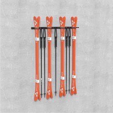 스키 거치대 스케이트 걸이 롱보드 보관 벽걸이 장식 랙, 1개, 검정색 2쌍+스키폴 벽타공