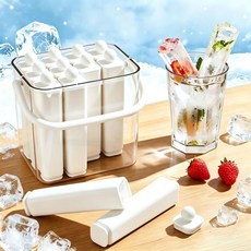 Oyoson 실리콘 막대스틱 롱 얼음 트레이 아이스 몰드 얼음 롱 트레이 몰드 과일 아이스바 쉬운 탈형, 1세트, 흰색