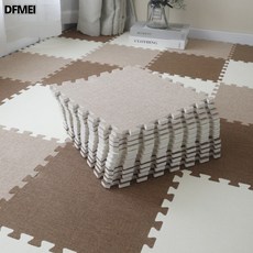 DFMEI 拼接地墊家用臥室飄窗客廳榻榻米加厚泡沫地板爬行墊隔音, 米白+駝色+咖啡