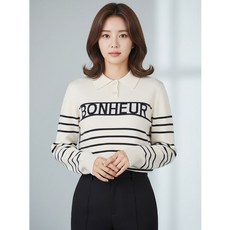 여성 스트라이프 레터링 카라 니트 ALSPM9241-102 2184204