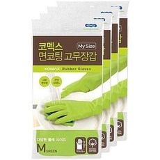 코멕스 면코팅 고무장갑 마이사이즈 양손착용 세트, 그린, 중(M), 4개