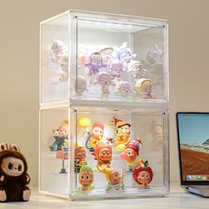 HK sell 로브 LED 디스플레이 장식장 피규어 아크릴케이스 진열장 레고 전시장 보관함, 스트라이프, 2개