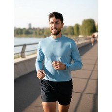 IKALOOK 남성 봄 가을 솔리드 스판 스포츠 이너웨어 TEE199