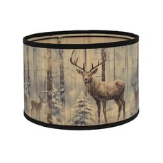 빈티지 대나무 드럼 램프 갓 장식 패턴 지름 30cm(11.8인치) x 높이 20.1cm(7.9인치) 클래식 스타일 테이블 램프용 쉬운 설치(사슴), Deer