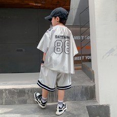 兔巴叮童裝 潮牌兒童籃球服套裝夏裝2025新款男童球衣中大童運動服兩件套夏季學生洋裝兩件套兒童套裝男童套裝休閒舒適