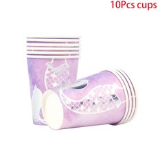 인어 공주 파티 식기 종이 컵 접시 첫 번째 생일 파티 장식 비 샤워 바다 아래 파티 장식, 10pcspapercup