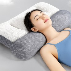 라이프홈 목편한 라텍스 메모리폼 경추베개, 1개, 화이트&그레이