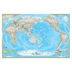내셔널지오그래픽 World Pacific Centered Wall Map - Classic Laminated (46 x 30.5 in) (내셔널지오그래픽 Reference Ma, 내셔널지오그래픽 World Pacific Centere