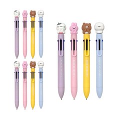 Sunduk 6色圓珠筆4種X 3p 12p套組 多色筆 可愛人物多用筆, 1組, 多色