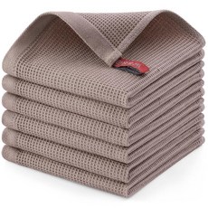 Homaxy 100% 면 키친 타월 및 행주 세트 - 8팩 와플 직조 부드럽고 흡수력이 좋은 행주 - 66 x 40.6cm(26 x 16인치) 및 30.5 x 30.5cm(12, 12 x 12 - 6팩, 브라운