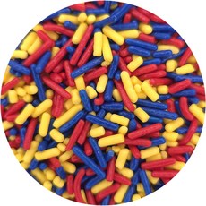 NCS 레드 옐로우 다크 블루 지미스 식용 스프링클스 - 1 NCS Red Yellow and Dark Blue Edible Jimmies Sprinkles 8 ounce, Red, Yellow, Dark Blue, 1개, 226g