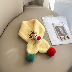 목도리 머플러 겨울 귀여운 사슴 디자인 보온 넥워머, 옐로우