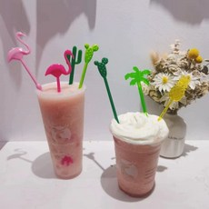 귀여운 선인장 머들러 커피 하이볼 교반 칵테일 스틱, 1개, 연한 초록 선인장 2개