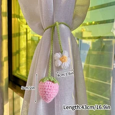 Kawaii 커튼 Tiebacks 크로 셰 뜨개질 커튼 Accessorie 스트랩 가방 장식 거실 침실 장식을위한 여러 용도