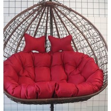 2인용 그네 쿠션 두툼 방석 라탄 방수 그네의자 바구니, A. 90cm 작은 둥근 덮개, C. 빨간색