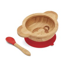 레드로버 몽키 석션 유아동식기세트, Bowl + Spoon, Bamboo + Red, 1개