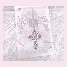 新款飾品 哥特風亞文化yk頸鏈天使十字架毛衣鏈, 1個, 粉色