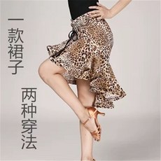 여성 라틴댄스복상의 하의 치마 호피무늬 라인댄스복 스커트, B. 표범 프린트 스커트, E. XXL, 1개, E. XXL