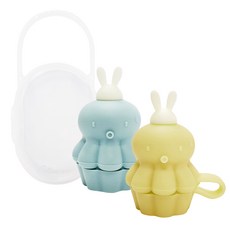 AGAFURA 章魚造型矽膠防漏瓶蓋 2入+收納盒, 黃色+薄荷綠色