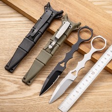 EDC 나이프 K434 스피어 포인트 캠핑 휴대용 칼, 카키, 1개