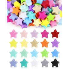 FIVEIZERO 열쇠고리 펜 및 팔찌용 별 초점 실리콘 비즈 80개 - DIY 공예용 모양 164431, 펜타그램 초점 비즈_80개