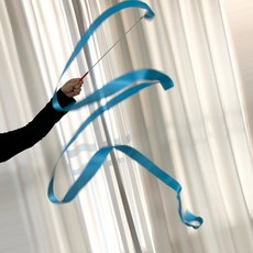 리듬체조 리본 스카이 블루 리본체조 줄 어린이 체육용품, 1개