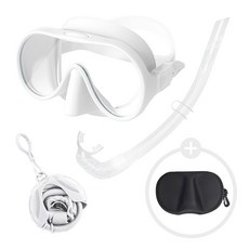 위베런 폴더블 스노쿨링 마스크 프리다이빙 장비 일안식 스노클링 어린이 성인 물안경 세트, 화이트