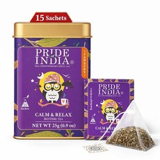 Pride Of India Natural Energize 허브 티 25개 6팩 티백 150개 @ 봉지당 $0.16 툴시 홀리 바질과 아삼 홍차의 혼합 부스팅 맛 훌륭한 가치 메, Calm & Relax, 25g