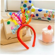 생일파티 머리띠 컬러풀 스프링 헤어밴드 축하 소품 홈파티용, 1개, 레드