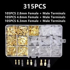 박스 절연 플러그 용수철 암수 스페이드 콜드 크림프 단자 전선 커넥터 세트 또는 SN-48B 플라이어 2.8mm 4.8mm 6.3mm, 04 315PCS Gold