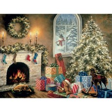 Bits and Pieces Nicky Boehme의 야광 크리스마스 퍼즐 \"Not a Creature was Stirring\" 홀리데이 퍼즐 재활용 판지 독특한 다이 컷, 1000 Piece Puzzle 20" x 27"